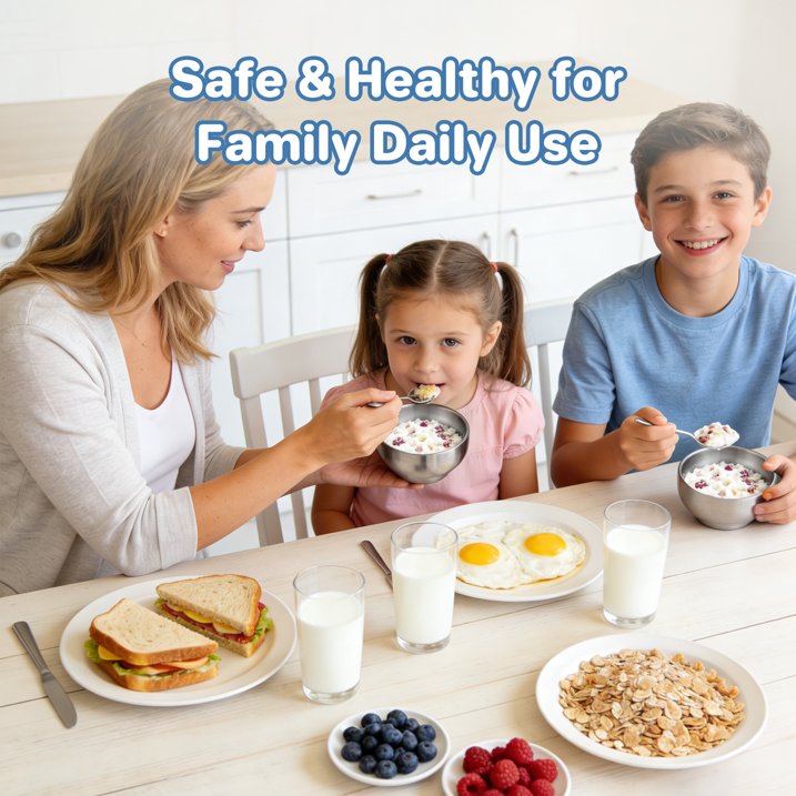 Vesteel 4-Pack Stainless Steel Kids Bowls, 12 oz Double-walled Toddlers Bowls, Insulated Metal Bowls for Dinner Lunch, Cereal, Snacks, Soup, Dishwasher Safe