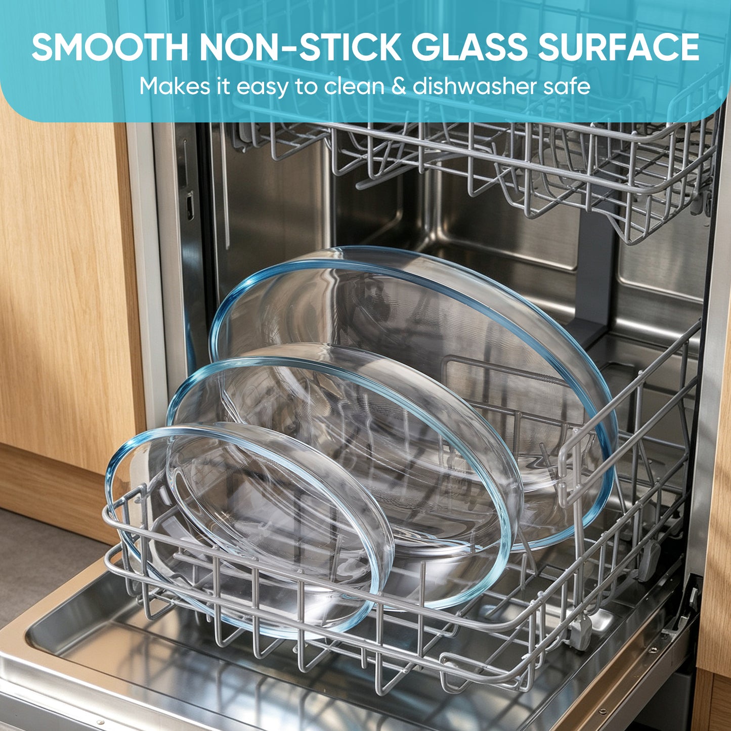 Vesteel 3-Piece Glass Baking Dish Set, Oval Baking Tray for Oven, Non-Stick Glass Bakeware Set Kitchen Casserole Dishes for Prepping and Baking, Heat-Resistant & Oven Freezer Dishwasher Safe