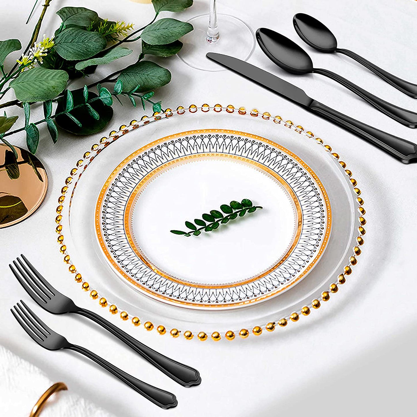 Vesteel 20-Piece Black Silverware Set for 4, Stainless Steel Flatware Cutlery Set with Scalloped Edge, Modern Tableware Eating Utensils Set