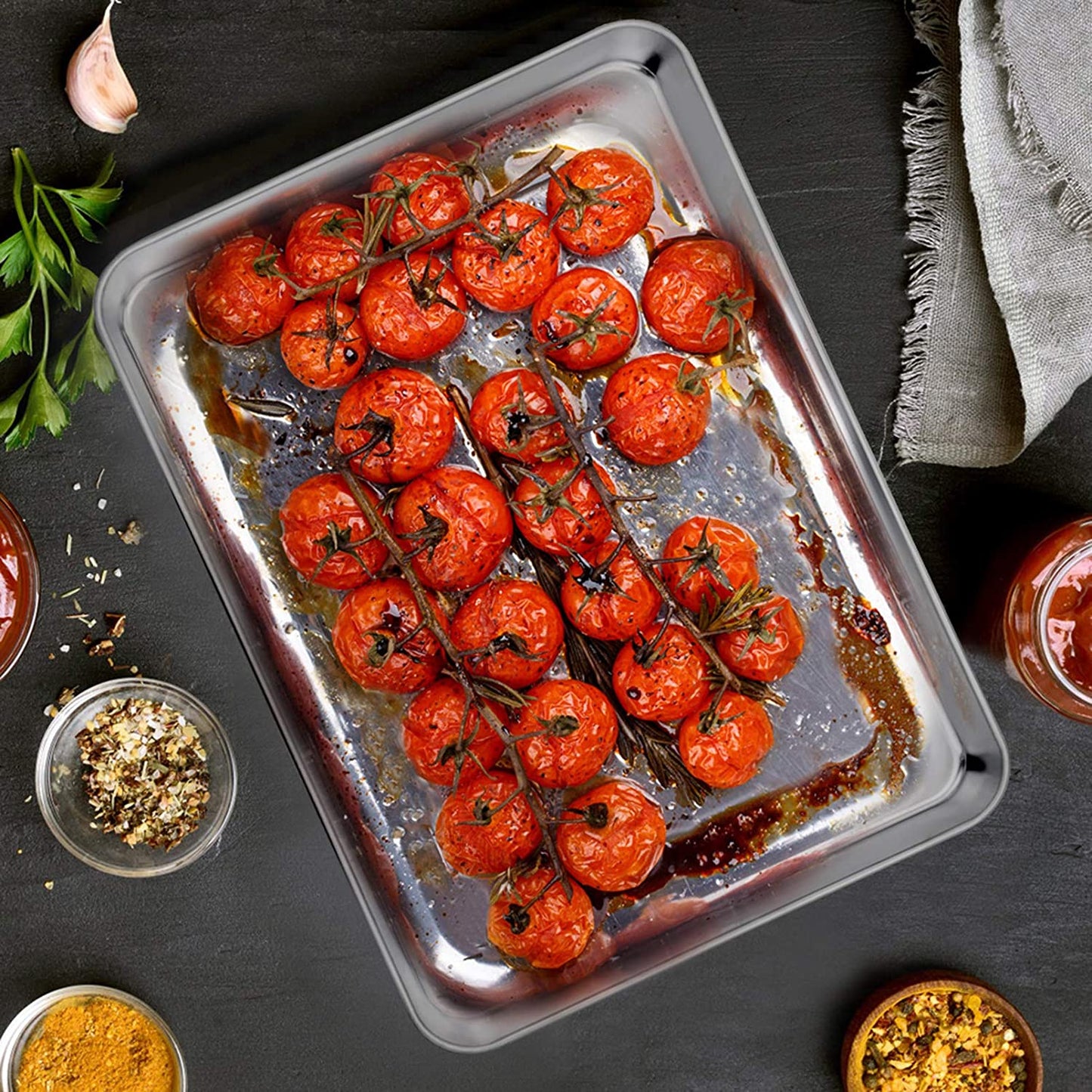 Vesteel Stainless Steel Baking Sheet, Toaster Oven Cookie Tray Pan Set of 2 - 12.5" x 9.75" x 1"