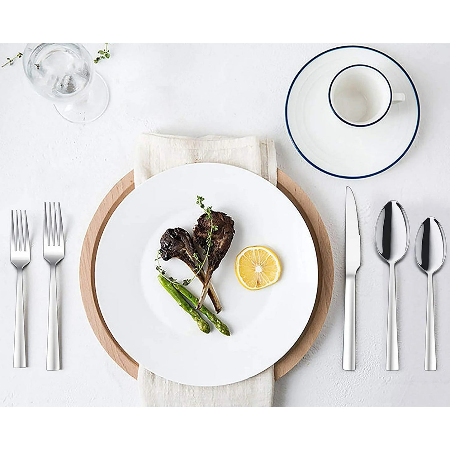 20-Piece Silverware Set, VeSteel Stainless Steel Flatware Set Service for 4, Modern Tableware Cutlery Set Includes Forks, Spoons, Knives, Square Edge & Mirror Finish, Dishwasher Safe
