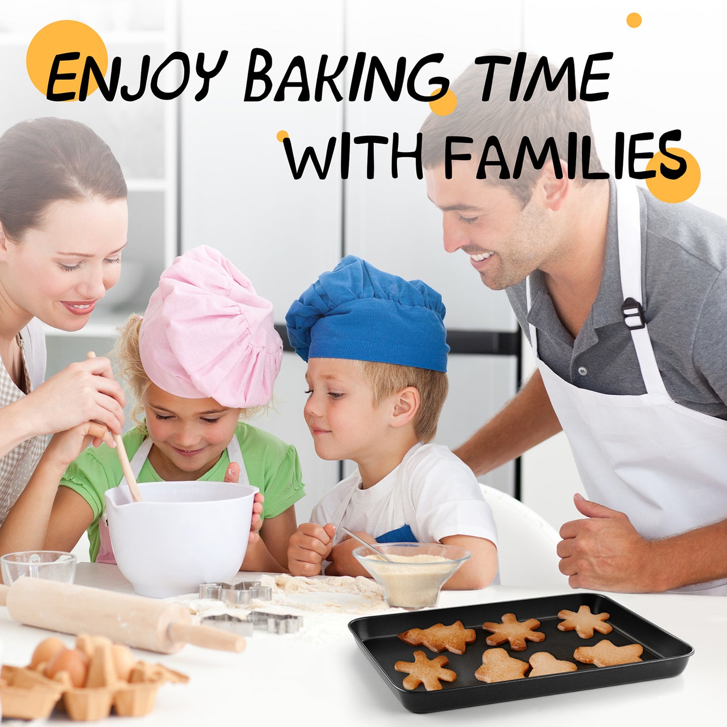 Vesteel Cookie Sheet for Baking Set of 2, Nonstick Carbon Steel Rectangle Baking Pan Oven Tray - 12.5 x 9.75 x 1 inches