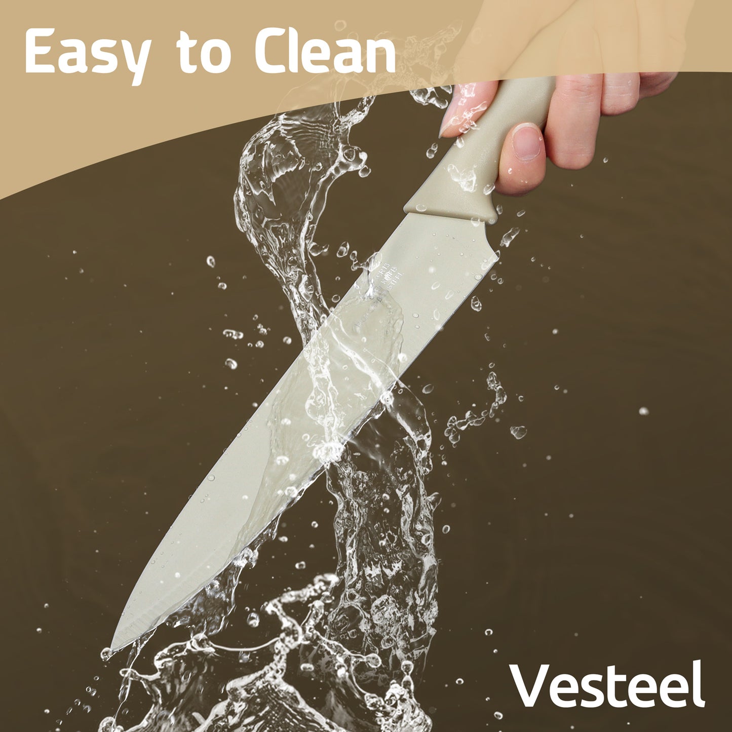 Vesteel 12-Piece Kitchen Knife Set, Stainless Steel Knives Set with Blade Guard & Nonstick Coating
