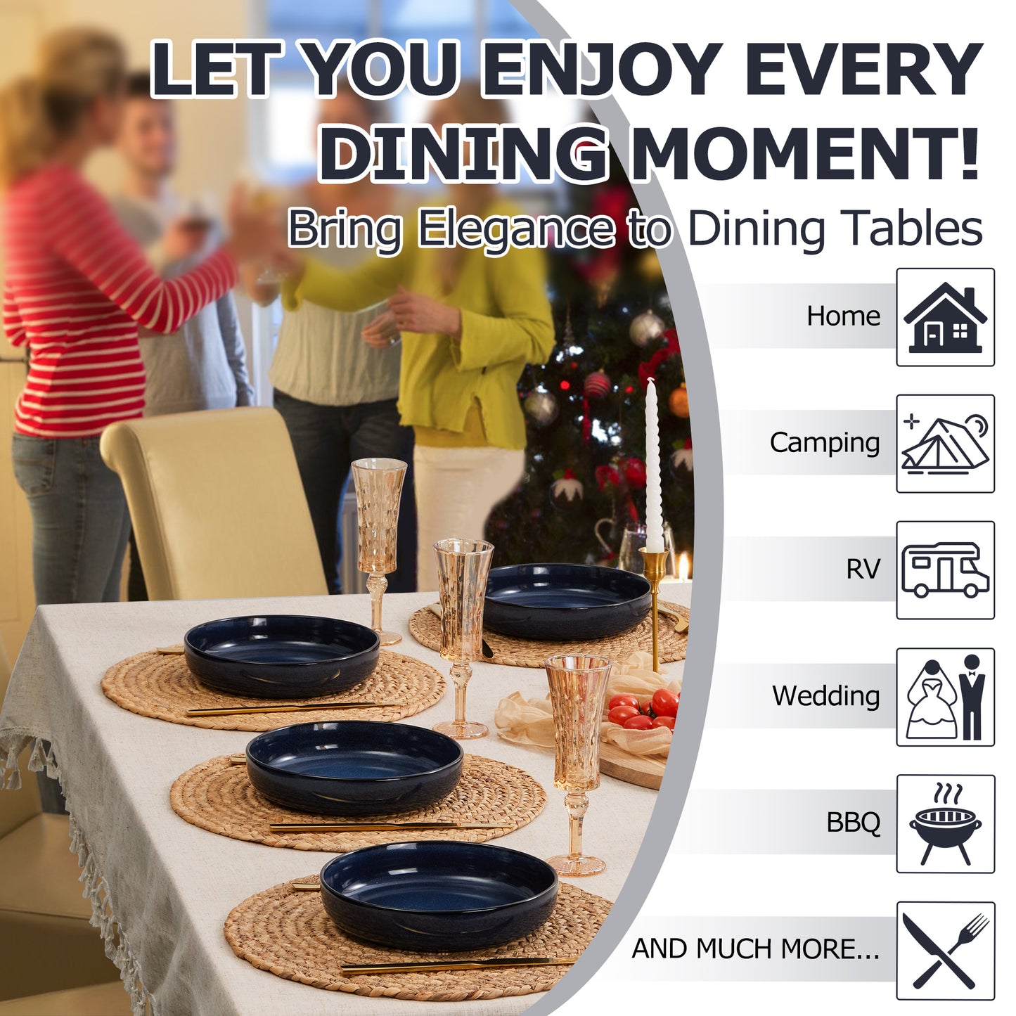Vesteel Pasta Bowl Set of 4, 22oz Stoneware Salad Pasta Serving Bowls for Soup Dinner Cereal, Microwave & Dishwasher Safe, Ocean Blue
