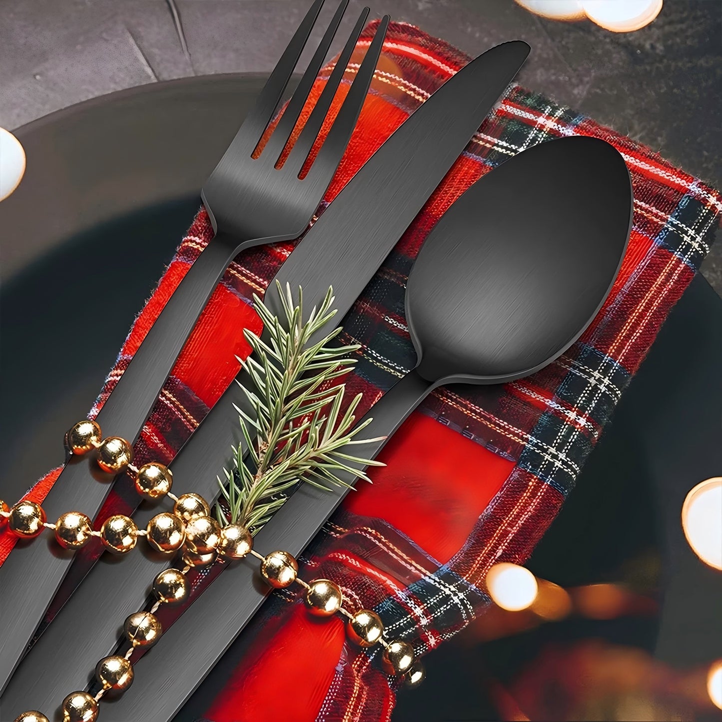 VeSteel 40-Piece Matte Black Silverware Set, Stainless Steel Flatware Set Service for 8, Metal Cutlery Eating Utensils Tableware Includes Forks/Spoons/Knives, Square Edge & Dishwasher Safe