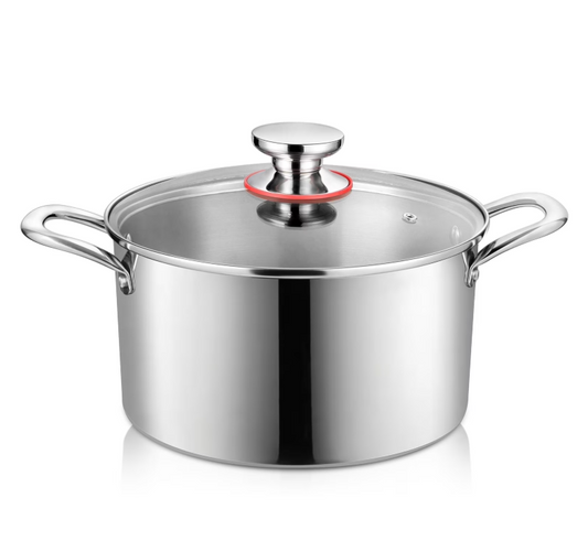 Vesteel 8 Qt Tri-Ply Stainless Steel Stock Pot, 8 Quart Stockpot Pasta Cooking Cookware with Visible Lid for Soup