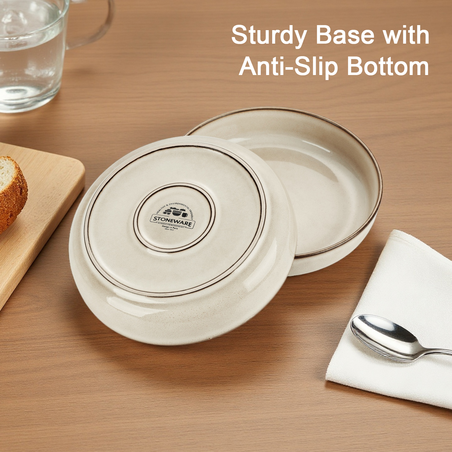 Onader Pasta Bowls Set of 4, 35oz Large Pasta Bowls for Serving, Wide Bowl Plates for Kitchen, Double Reactive Glaze, Microwave and Dishwasher Safe - Khaki