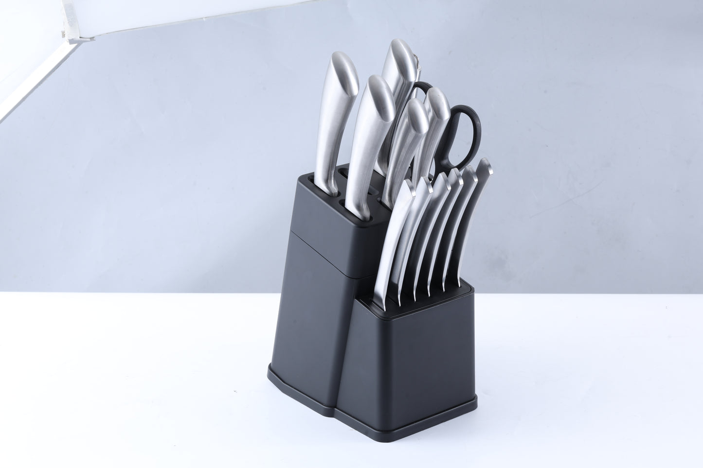 Vesteel Kitchen Knife Set with Block, 15 Pcs Stainless Steel Knives Set for Kitchen with Sharpener Kitchen Shears, Ergonomic Handle & Sharp Blade