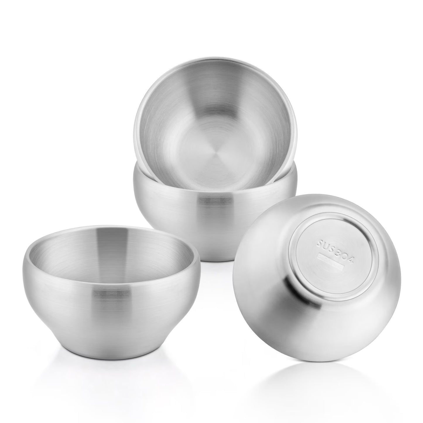 Vesteel 4-Pack Stainless Steel Kids Bowls, 12 oz Double-walled Toddlers Bowls, Insulated Metal Bowls for Dinner Lunch, Cereal, Snacks, Soup, Dishwasher Safe
