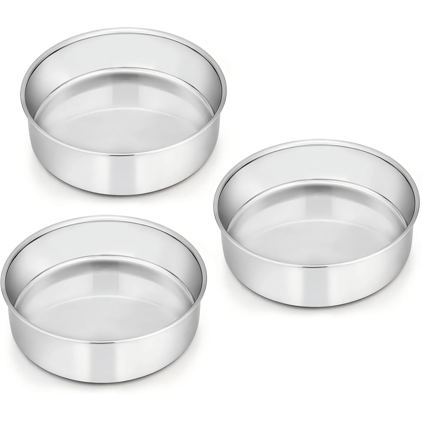 Vesteel 6 inch Cake Pan Set of 3, Stainless Steel Round Cake Baking Pans, Mirror Finish & Dishwasher Safe