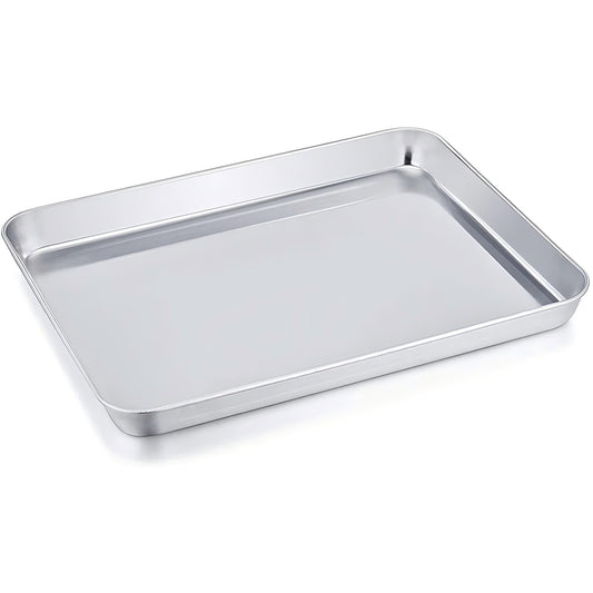 Vesteel Baking Cookie Sheet, Stainless Steel Compact Toaster Oven Tray Professional Ovenware - 10" x 8" x 1"