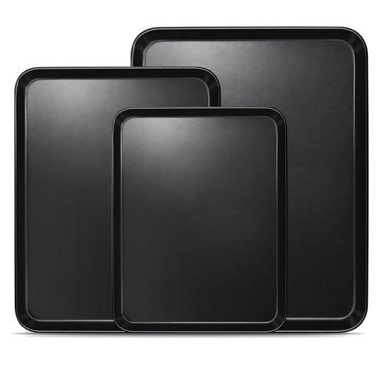 Vesteel Baking Sheet Set of 3, Stainless Steel Baking Pan Tray Cookie Sheet, Nonstick Half Sheet Bakeware Toaster Oven Pans for Baking, 3 Different Sizes of 16x12”, 12x10”, 10x8"