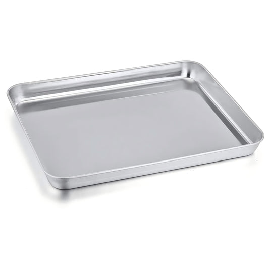 Vesteel Stainless Steel Baking Sheet, 12.5" x 9.75" x 1" Baking Pan Cookie Sheet Toaster Oven Cookie Tray - Mirror Finished & Dishwasher Safe