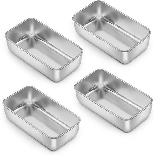 Loaf Pan Set of 4, VeSteel 9x5 Inch Bread Pans, Stainless Steel Loaf Toast Baking Pans For Bread Meatloaf Lasagna Cake, Healthy & Non Toxic, Oven & Dishwasher Safe