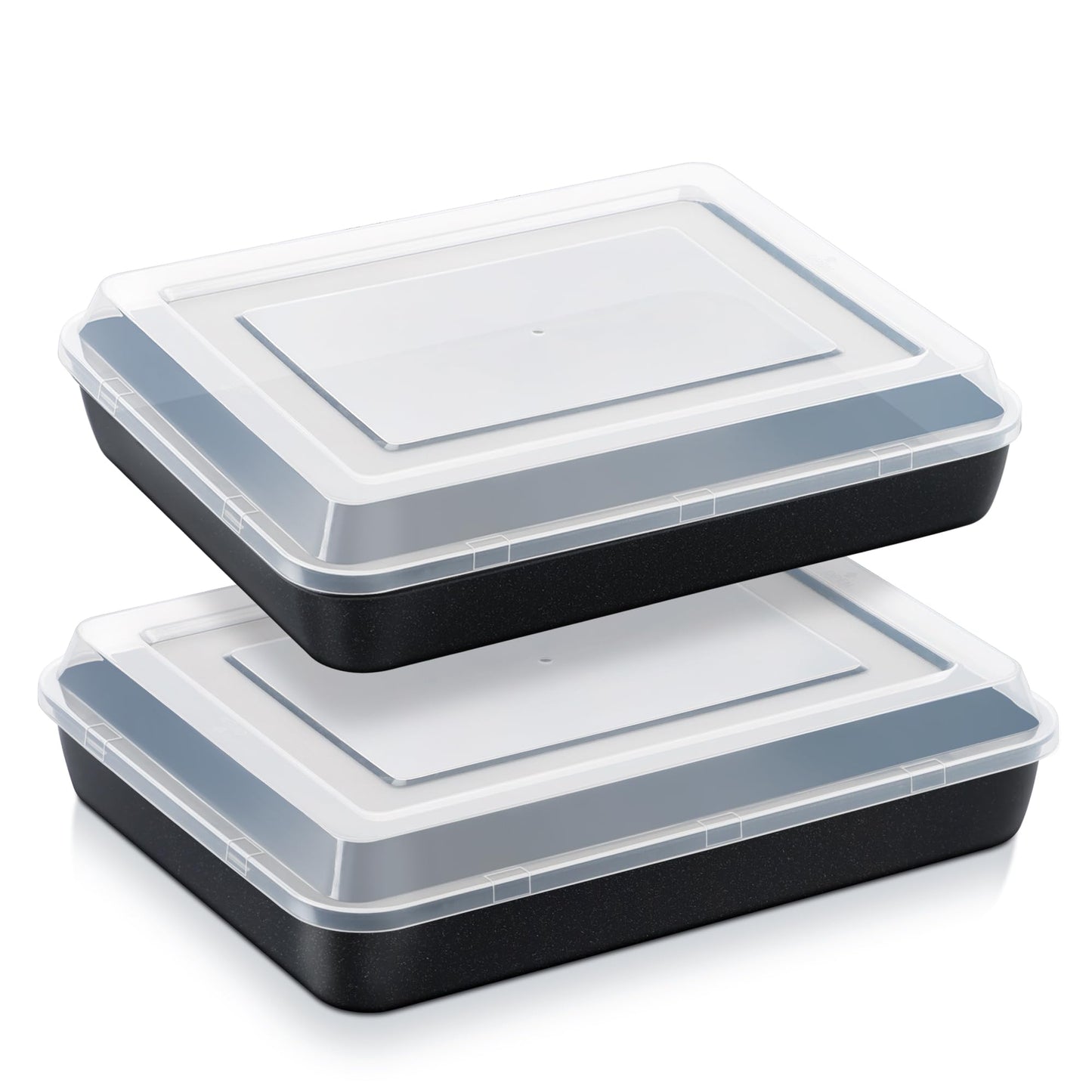Vesteel Stainless Steel Baking Pan with Lid, 12.5 x 9.75 x 2 Inch Nonstick Rectangle Sheet Cake Pans with Covers, Non-toxic Bakeware Set for Casseroles Brownies Cakes ( 2 Pans + 2 Lids )