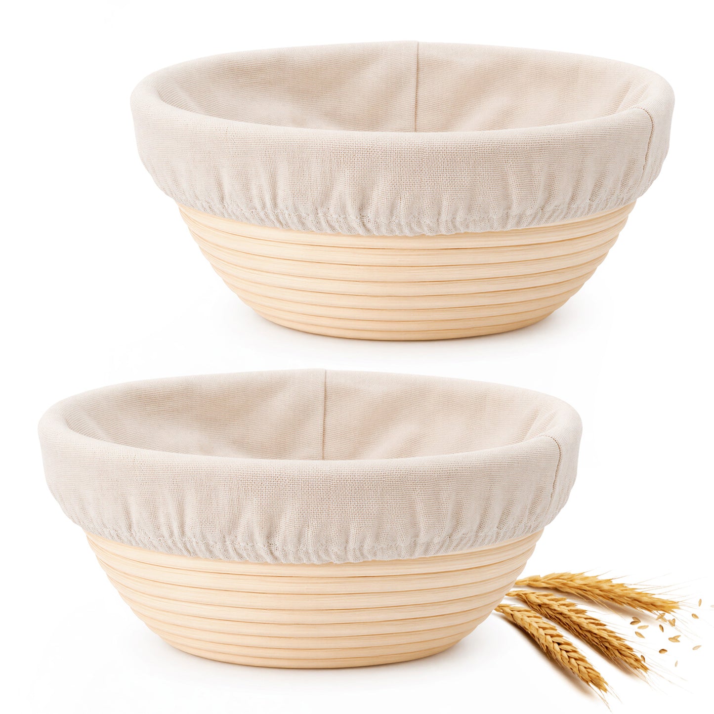Vesteel Bread Proofing Basket Set of 2, 9 inch Round Banneton Bread Baking Baskets with Liner, Baking Supplies Tools Included for Fermenting Baking Dough